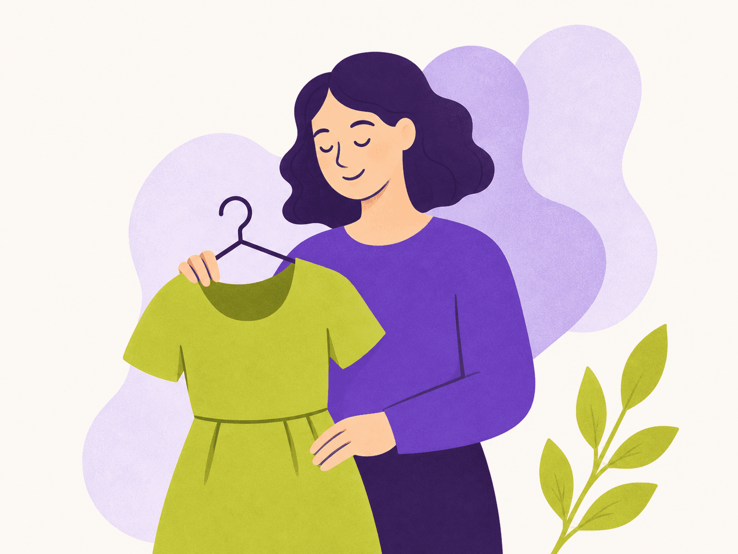 Woman holding a dress on a hanger